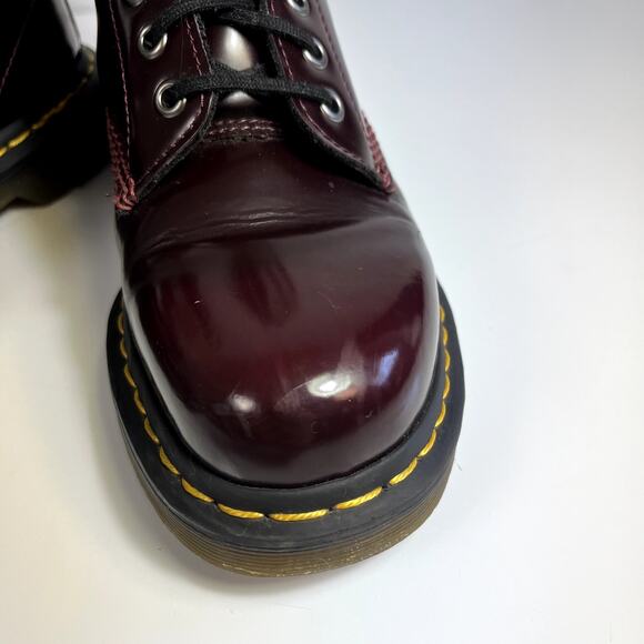 Dr. Martens Size 8 1460 Cherry Red Lace Up Combat Boots Vegan Patent Leather - Picture 9 of 14